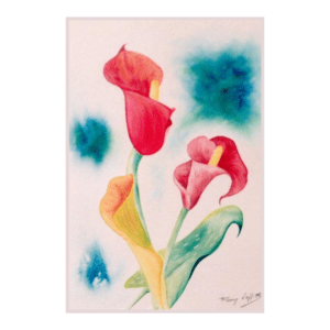 Trio d'Arums | Peinture Aquarelle 40x30 cm